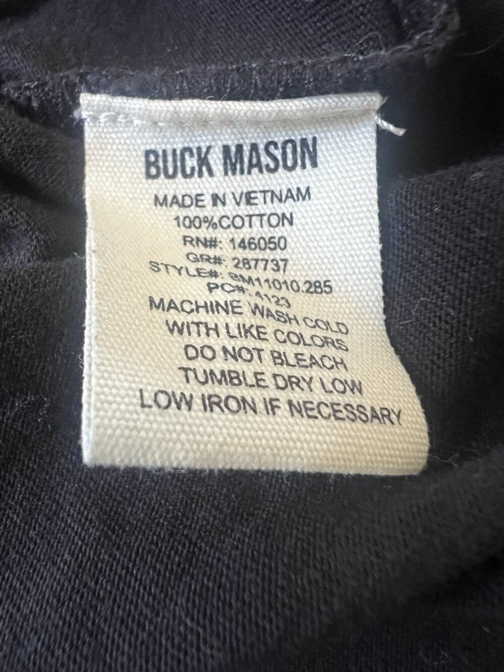 Buck Mason Black Curved Hem Henley Long-Sleeve Shirt - Men's Medium - Picture 5 of 5